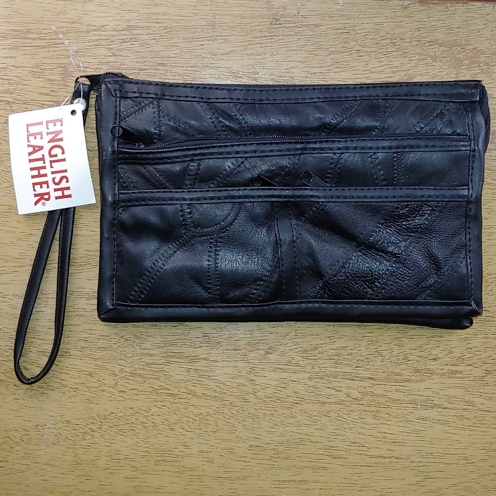 💲3 for $15💲🆕 Vintage Black Patchwork Leather Clutch